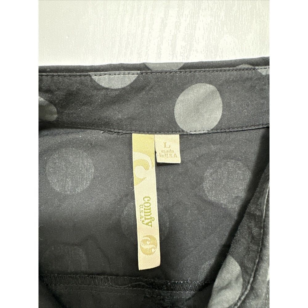 NWOT — Comfy USA Tunic Women's Large Black Gray Polca-Dot Button Up High Low - Picture 6 of 8